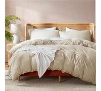 Nestl Bedding Duvet Cover, Protects and Covers your Comforter / Duvet Insert, Luxury 100% Super Soft Microfiber, King Size, Color Beige Cream, 3 Piece Duvet Cover Set Includes 2 Pillow Shams by Nestl Bedding