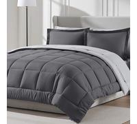 Nestl Comforter Set, Microfiber Polyester, Dark Grey, Queen