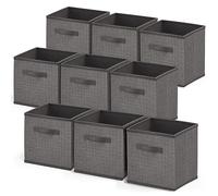 Nestl Cube Storage Bins, Foldable 9 Cube Storage Organizer Bins, Fabric Storage Cubes, Storage Basket with Handles, Grey Closet Storage Bins, 11-Inch Cube Storage Bins for Bedroom, Playroom and More