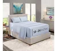 Nestl Extra Deep Pocket California King Size Sheets - Fits Mattress 18-24 Inches Deep, 4 Piece Cal King Sheets, Ice Blue