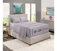 Nestl Extra Deep Pocket California King Size Sheets - Fits Mattress 18-24 Inches Deep, 4 Piece Cal King Sheets, Light Gray Lavender