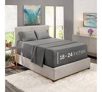 Nestl Extra Deep Pocket Full Size Sheets Set, 4 Piece Bedding Set, Charcoal Stone Grey, Fits Mattress 18-24 Inches Deep, Microfiber