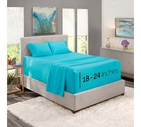 Nestl Extra Deep Pocket Sheets - Fits Mattress 18-24 Inches, 4 Piece Queen Size Set, Bright Blue