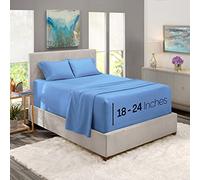 Nestl Extra Deep Pocket Sheets - Fits Mattress 18-24 Inches, 4 Piece Queen Size Set, Calm Blue