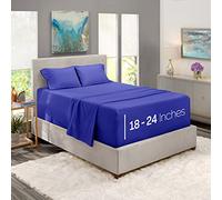 Nestl Extra Deep Pocket Sheets - Fits Mattress 18-24 Inches, 4 Piece Queen Size Sets, Royal Blue