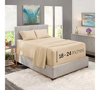 Nestl Extra Deep Pocket Sheets - Fits Mattress 18-24 Inches Deep, Extra Deep Pocket California King Size Sheets, 4 Piece Cal King Sheets, Cal King Sheets Deep Pocket, Beige Cream