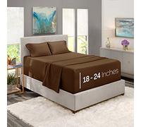 Nestl Extra Deep Pocket Sheets - Fits Mattress 18-24 Inches Deep, Extra Deep Pocket California King Size Sheets, 4 Piece Cal King Sheets, Cal King Sheets Deep Pocket, Chocolate Brown