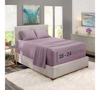 Nestl Extra Deep Pocket Sheets - Fits Mattress 18-24 Inches Deep, Extra Deep Pocket Queen Sheets Sets, 4 Piece Queen Size Sheets, Queen Sheets Deep Pocket, Dusty Purple