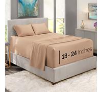 Nestl Extra Deep Pocket Sheets - Fits Mattress 18-24 Inches Deep, Extra Deep Pocket Queen Sheets Sets, 4 Piece Queen Size Sheets, Queen Sheets Deep Pocket, Taupe Queen