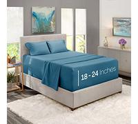 Nestl Extra Deep Pocket Single Bed Sheets - Fits Mattress 18-24 Inches Deep, Extra Deep Pocket Twin Sheets Sets, 4 Piece Twin Size Sheets, Blue Heaven Sheets