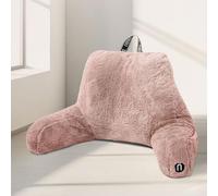 Nestl Fur Reading Pillow, Stylish Back Pillow for Bed Sitting Up, Faux Fur Bed Chair Pillow with Arms, Reading Pillows for Sitting in Bed Adult & Kids, Back Support Pillow for Bed Rest - Peach Beige