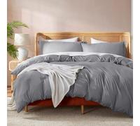 Nestl Grey California King Duvet Cover Sets - Soft Double Brushed Cal King Duvet Cover, 3 Piece, with Button Closure, 1 Duvet Cover 104x98 inches and 2 Pillow Shams