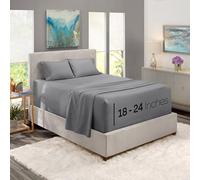 Nestl Queen Size Sheet Set, 4 Piece Extra Deep Pocket (18-24 inches), Microfiber, Cooling, Hotel Luxury, Soft, Breathable, Wrinkle-Free, Easy to Care, Grey