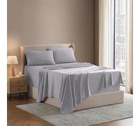 Nestl Split King Bed Sheet Set - Light Grey - Instantly Soft Microfiber, No Break-in Wash - 4-Piece Deep Pocket Sheets & Pillowcases, Stays Put All Night