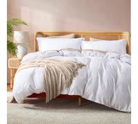 Nestl White Duvet Cover Queen Size - Soft Double Brushed Queen Duvet Cover Set, 3 Piece, with Button Closure, 1 Duvet Cover 90x90 inches and 2 Pillow Shams
