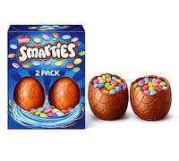Nestlé 2 Pack Smarties Milk Chocolate Easter Eggs Perfect For Easter Egg Hunt Hollow Chocolate Egg with Smarties Inside Gift For Kids Adults Festive