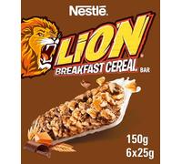 Nestlé Cereals - Lion Breakfast Cereal & Milk Bar - High Fibre, 5 Vitamins & Calcium - 6 x 25g Bar Multipack