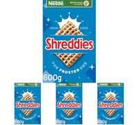 Nestlé Cereals - Shreddies Breakfast Cereal - Bitesize Wholegrain Wheat Cereal - The Frosted One - High Fibre, 5 Vitamins & Iron - 600g (Pack of 4)