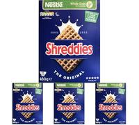 Nestlé Cereals - Shreddies Breakfast Cereal - Bitesize Wholegrain Wheat Cereal - The Original - High Fibre, 5 Vitamins & Iron - 460g (Pack of 4)