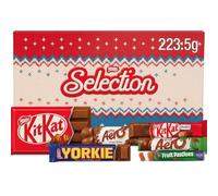 Nestlé Chocolate Christmas Selection Gift Hamper Box Selection Box Containing a Variety of Delicious Treats for Christmas Special Occasions Kitkat Chunky, Yorkie, Aero, Fruit Pastilles 223.5g