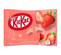Nestlé KitKat Strawberry Japanese Chocolate Wafer Biscuits 113g (10 Mini Bars) | Strawberry Flavour White Chocolate Coated Wafer Snack | Product of Japan