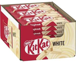 Nestlé KitKat White Chocolate Bar, Crispy Waffle, Crispy Bar with White Chocolate and Crispy Waffle, Pack of 24 (24 x 41.5 g)