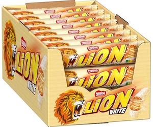 NESTLÉ Lion White Crispy Bars with White Glaze, Caramel Filling and Crispy Waffle, Pack of 24 (24 x 42 g)