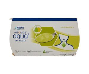 Nestlé Resource - Aqu Gelificata Facile da Deglutire Gusto Mela Pera, 4 x 125g
