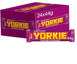 Nestlé Yorkie Raisin and Biscuit Milk Chocolate Bars, 24 x 44 g Full Box