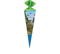 Nestler School cone set for filling, handmade cardboard sugar cone - licensed motif dinosaurs 2 inches by Schleich, school cone, lace protector, bow (70 cm round)