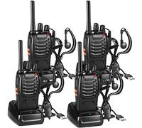 Nestling 4pcs Walkie Talkies Rechargeable Walkie Talkie Long Range Two-Way Radio Walky Talky Set with Earpieces and LED Light Voice Prompt for Field Survival Biking and Hiking