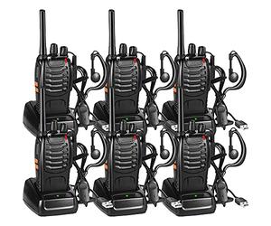 Nestling 6pcs Walkie Talkie Rechargeable Long Range Walkie Talkies 16CH Single Band Portable Handheld Two-Way Radio with LED Light Voice Prompt + Original Earpiece