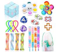 Nestling Fidget Toys Set, 22 Pcs Sensory Fidget Toys Pack, Stress Reliever Anxiety Relief Squeeze Toys Set with Pop Bubble Bracelet, Fidget Toys for Kids Adults Birthday Party Favour Gifts