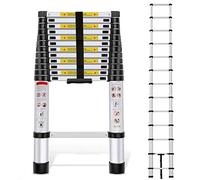 Nestling Telescopic Ladder 3.8m, Ladder Extendable Stainless Steel, Multi Purpose Ladder Portable, Adjustable Height, for Decorating, Painting, Garden, Wei: 13kg