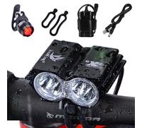 NestlingÂ® 5000Lm Bike Lights Cree X2 LED Mount Bicycle Lights Headlight Flashlight Rechargeable 2x18650 Battery Pack and Rear Light
