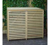 NESTLUNE 1.34m x 1.2m Large Wooden Garden Double Wheelie Bin Store Storage in Natural | Size: 100 cm x 15 cm NESTLUNE Natural 100 cm x 15 cm