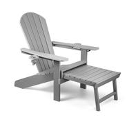 NESTLUNE 1px Grey Adirondack Garden Chair, HDPE Reclining Outdoor | Size: 100 cm x 15 cm NESTLUNE Grey 100 cm x 15 cm