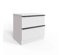 NESTLUNE 2 Drawer Bedside Ripple Effect White Table | Size: 100 cm x 15 cm NESTLUNE White 100 cm x 15 cm