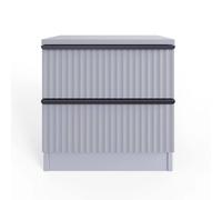 NESTLUNE 2 Drawer Bedside Table Ripple Design Modern Bedroom in Grey | Size: 100 cm x 15 cm NESTLUNE Grey 100 cm x 15 cm