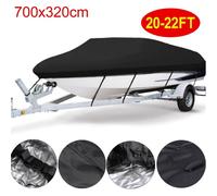 NESTLUNE 20-22ft Heavy Duty RIB Boat Cover Speed Inflatable Dinghy Waterproof in Black NESTLUNE Black