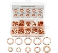 NESTLUNE 200Pcs 9 Size Solid Copper Washers Sump Plug Assorted Kit in Box NESTLUNE Copper