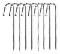 NESTLUNE 20PCS Heavy Duty 12" Galvanised Steel Ground Rebar Stakes in Silver NESTLUNE Silver
