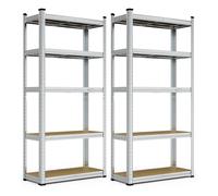 NESTLUNE 5-Tier Garage Shelving Units Pack of 2 - 1.5m Rackings in Grey | Size: 10000mm x 520mm NESTLUNE Grey 10000mm x 520mm