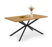 NESTLUNE 6 Seater Dining Table, Rectangular Natural Wood Effect in Brown | Size: 100 cm x 15 cm NESTLUNE Brown 100 cm x 15 cm