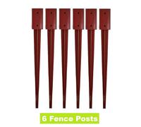 NESTLUNE 6X Fence Post Support Spikes Holders 75mm Garden Decking Stakes in Brown | Size: 1.2m tall x 32mm wide NESTLUNE Brown 1.2m tall x 32mm wide