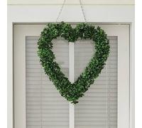NESTLUNE Artificial Hanging Wreath Boxwood Topiary Heart in Green | Size: 100 cm x 15 cm NESTLUNE Green 100 cm x 15 cm