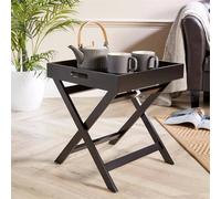 NESTLUNE Black Folding Butlers Side Table Portable | Size: 100 cm x 15 cm NESTLUNE Black 100 cm x 15 cm