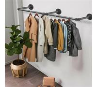 NESTLUNE Black Wisfor Adjustable Industrial Pipe Clothes Rail | Size: 100 cm x 15 cm NESTLUNE Black 100 cm x 15 cm