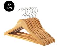 NESTLUNE Clothes Hardwood Trouser Bar Hook 10pc in Brown | Size: 100 cm x 15 cm NESTLUNE Brown 100 cm x 15 cm