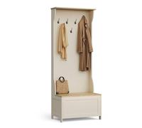 NESTLUNE Coat Stand with Shoe Storage, Hallway Unit & Storage Bench in Off-White | Size: 100 cm x 15 cm NESTLUNE Off-White 100 cm x 15 cm